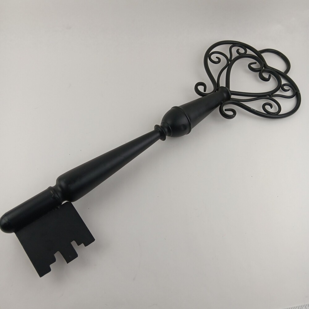 Giant Antique Style Metal Decorative Key Wall Decor (30 Inches) - Matte Black